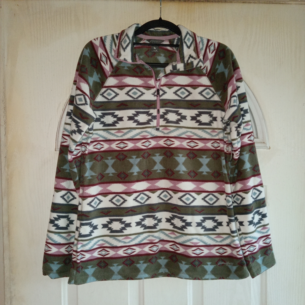 Eddie Bauer Multicolor Geometric Pattern Pullover Fleece Women's Size M